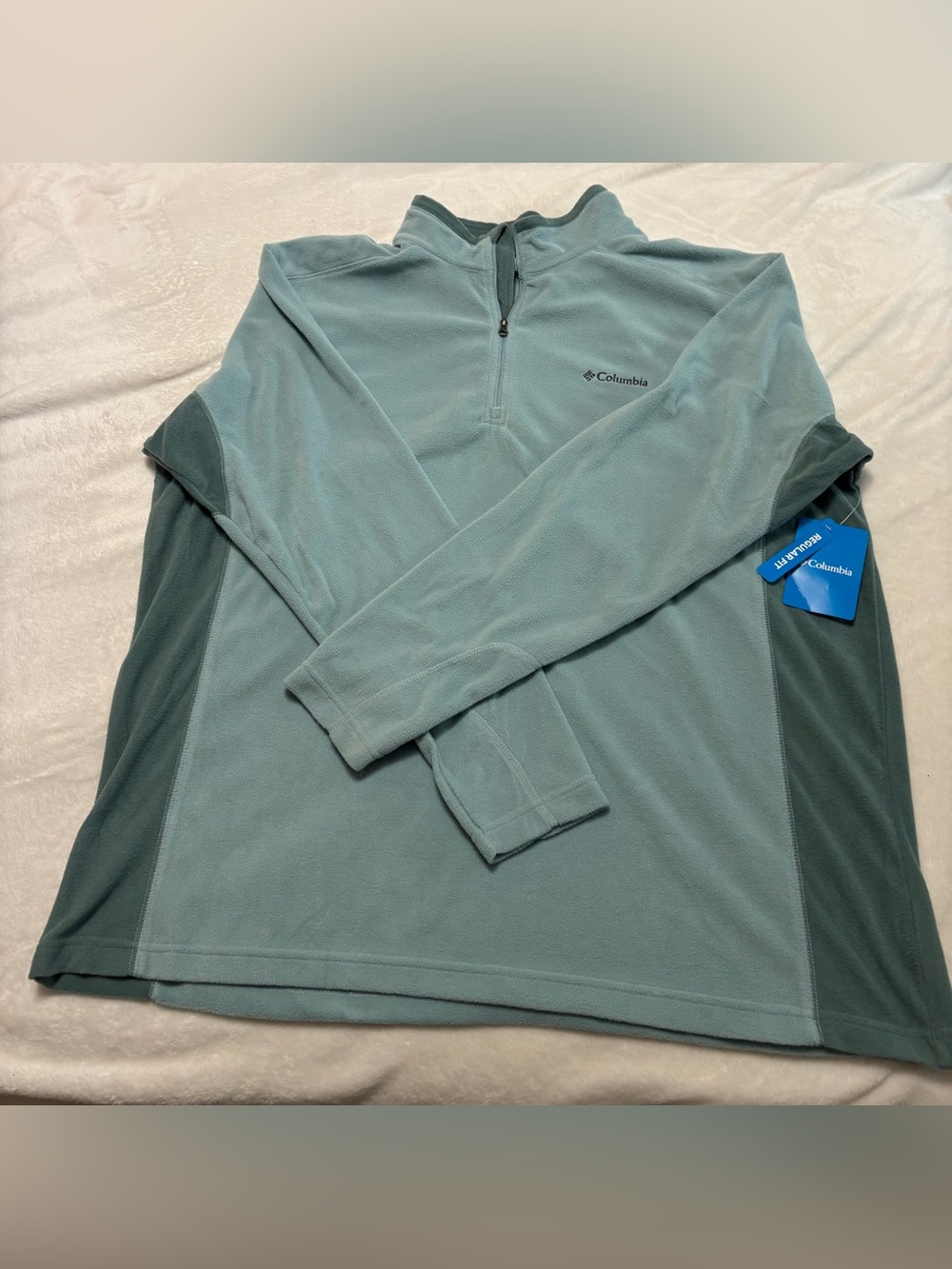 Columbia Men's Fleece Pullover Half Zip Green Teal Outdoor, XXL